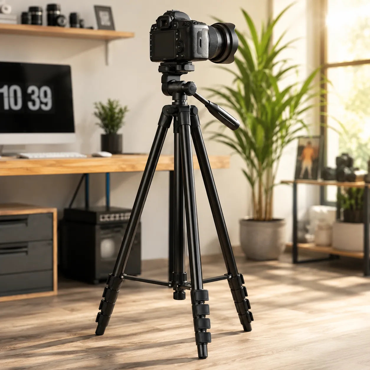 Professional Camera & Mobile Tripod Stand | 360° Rotation | Adjustable Height | Lightweight
