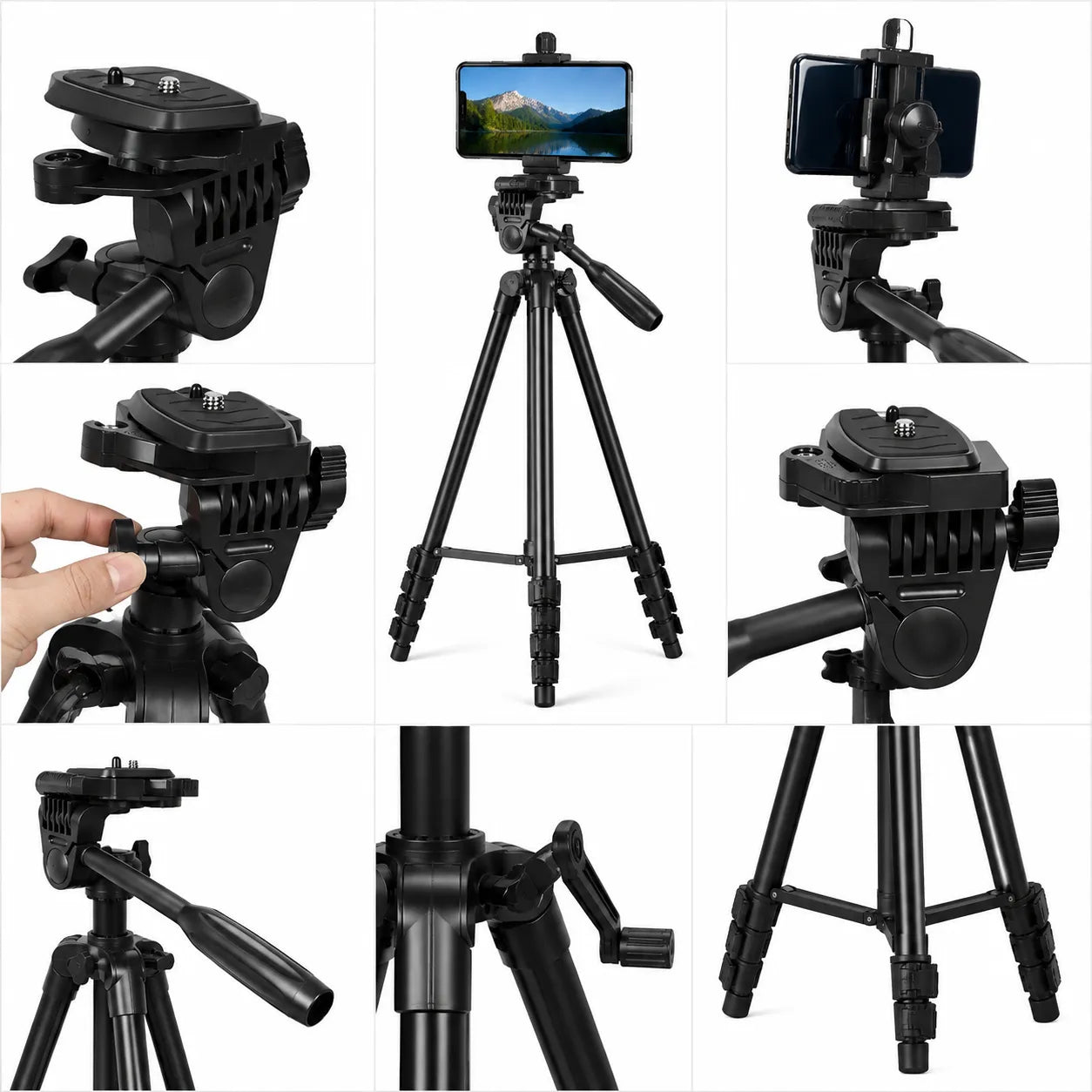 Professional Camera & Mobile Tripod Stand | 360° Rotation | Adjustable Height | Lightweight