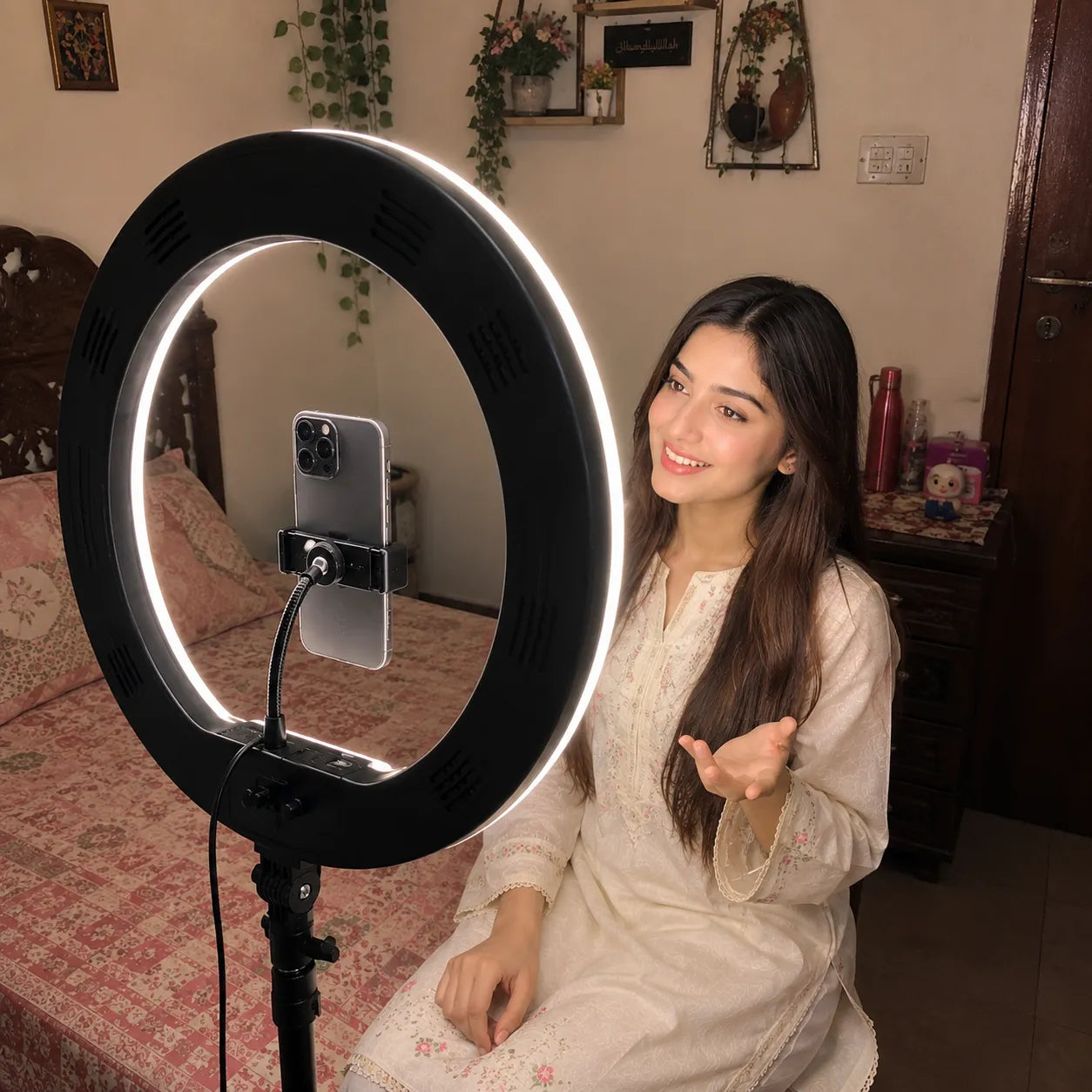 18-Inch RGB LED Ring Light with 3 Mobile Holders | Professional Content Creator Light