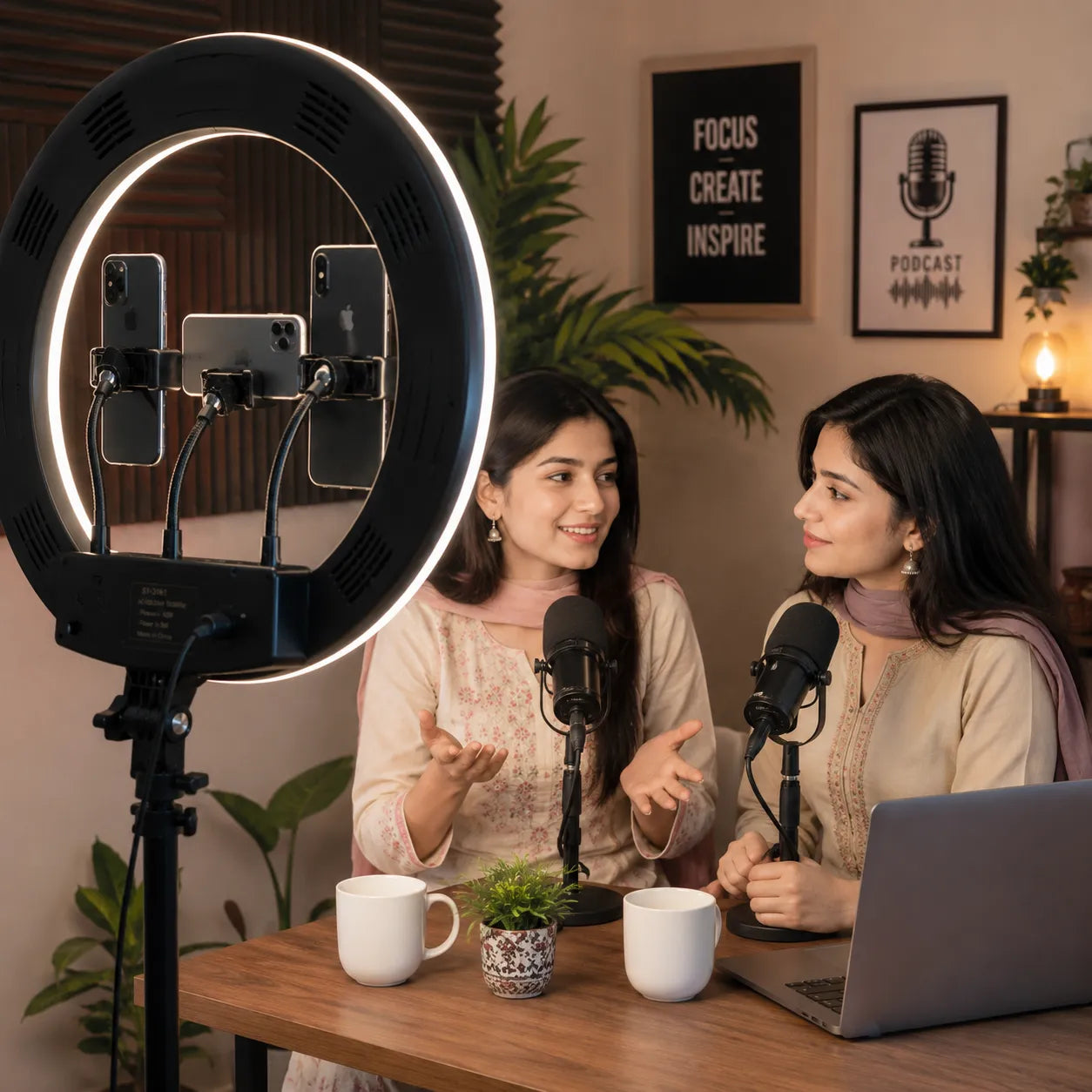 18-Inch RGB LED Ring Light with 3 Mobile Holders | Professional Content Creator Light