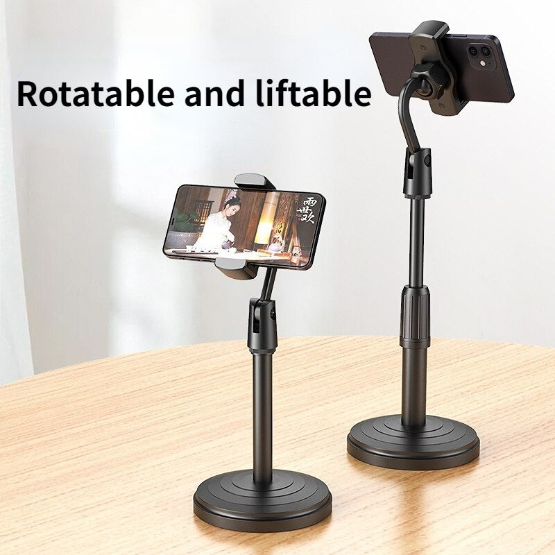 Adjustable Mobile Phone Stand – Retractable Desk & Table Holder Clip Mount for Smartphones, Live Streaming, Video Calls & Recording