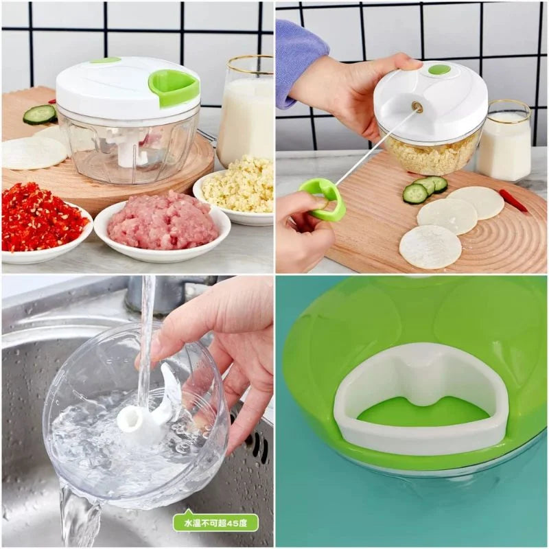 Manual Mini Hand Pull Food Chopper | Spin Cutter for Vegetable & Fruit | Food Processor