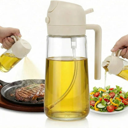 2-in-1 Glass Oil Spray Bottle & Dispenser | Oil Mister for Air Fryer, BBQ & Cooking | 450ml