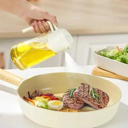 2-in-1 Glass Oil Spray Bottle & Dispenser | Oil Mister for Air Fryer, BBQ & Cooking | 450ml