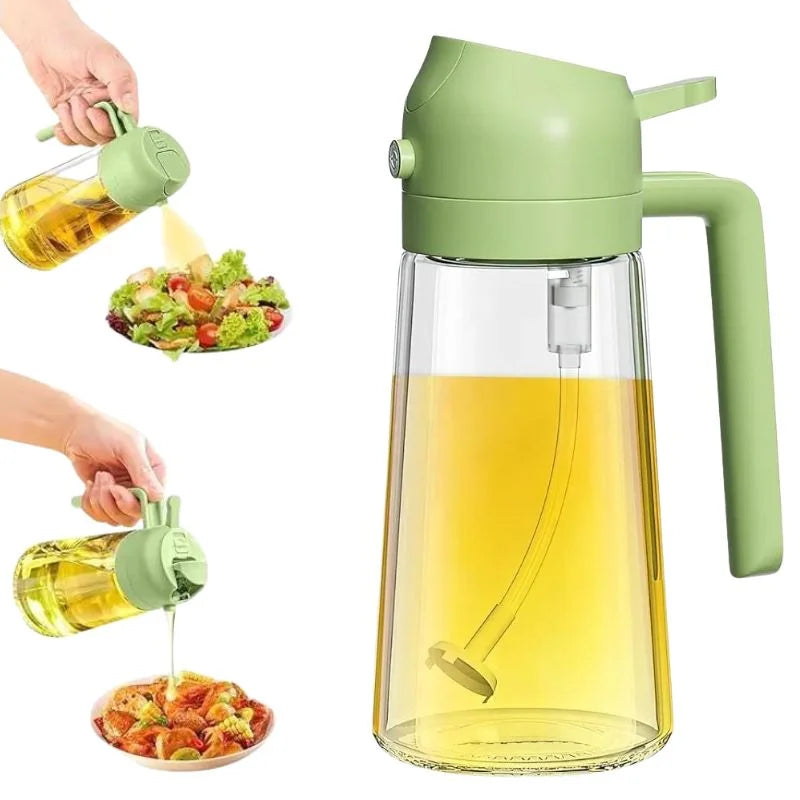 2-in-1 Glass Oil Spray Bottle & Dispenser | Oil Mister for Air Fryer, BBQ & Cooking | 450ml