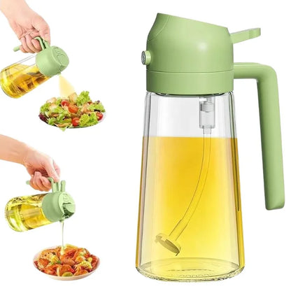2-in-1 Glass Oil Spray Bottle & Dispenser | Oil Mister for Air Fryer, BBQ & Cooking | 450ml
